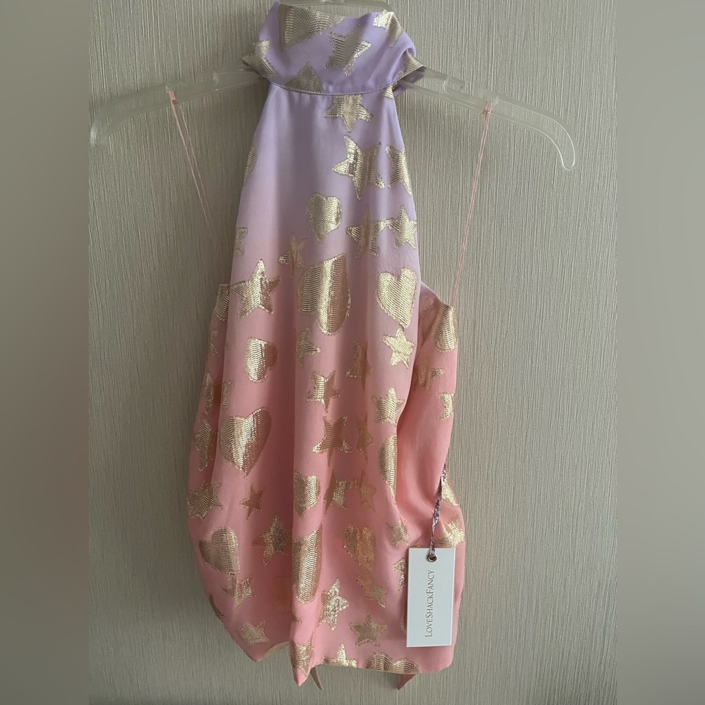 LoveShackFancy Boca Handkerchief Halter Top in color Sunset Orange Ombré sz M - Picture 6 of 16